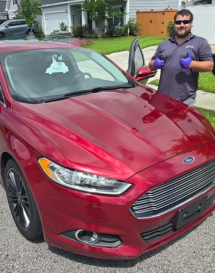 Completed windshield replacement showing clean installation by Mission Auto Glass