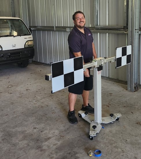 Mission Auto Glass ADAS calibration target equipment used for static windshield camera calibration in Charleston SC
